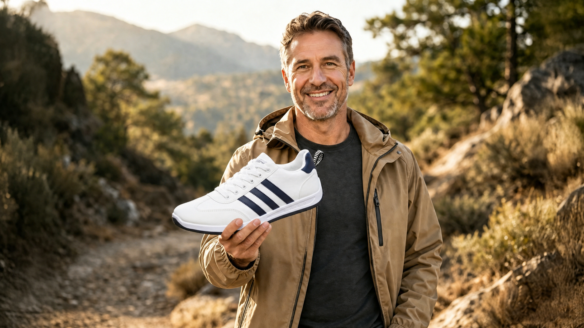 Scarpe da ginnastica bianche mostrate in mano